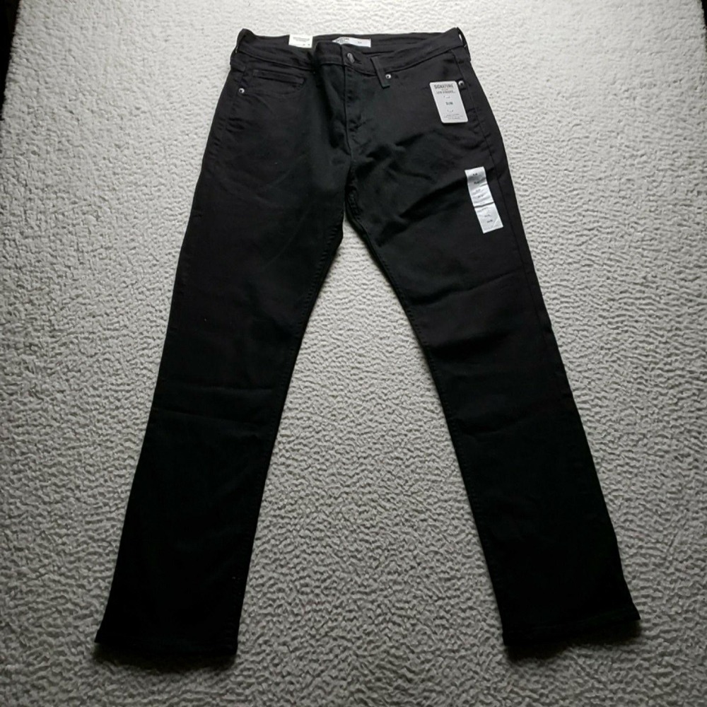 Signature Gold Levi Strauss Jeans Mens 32x30 Black Slim Straight Denim Pants